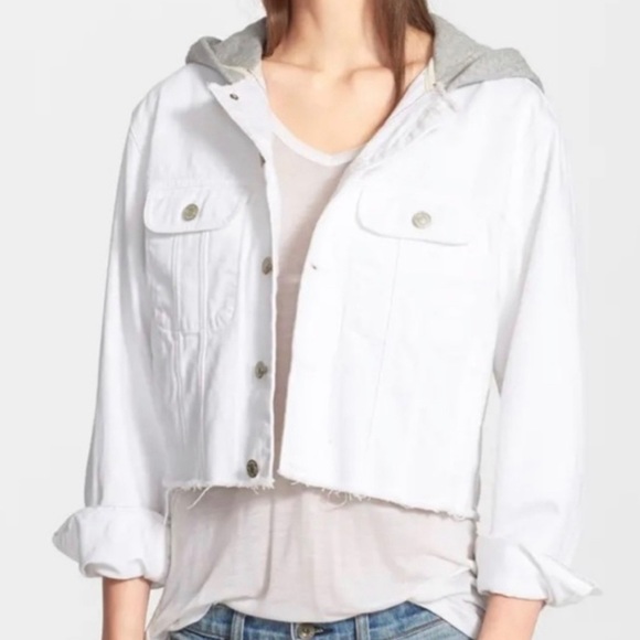 RAG & BONE crop denim hoodie jacket - Picture 1 of 6